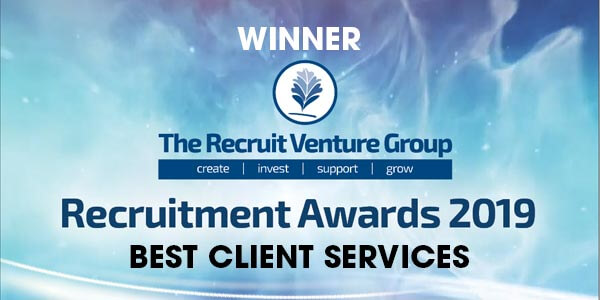 Winner of The Recruit Venture Group Awards Best Client Service 2019